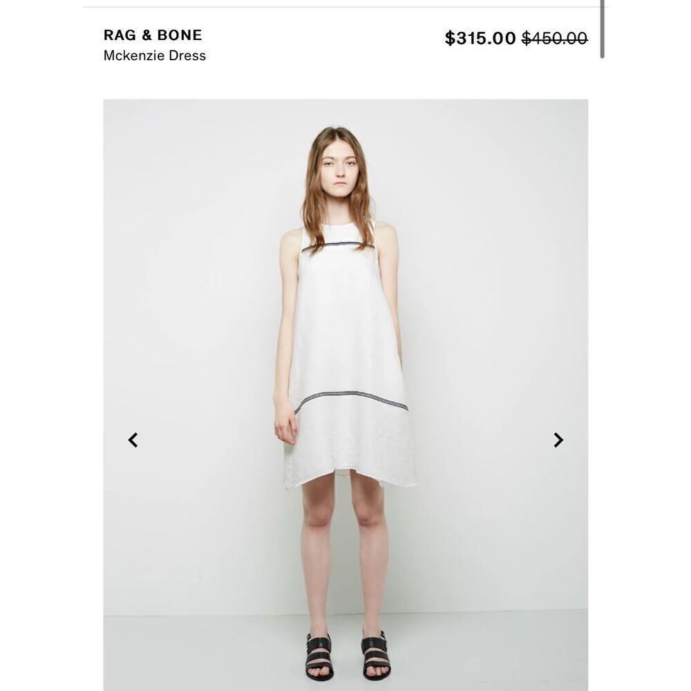 Rag & Bone McKenzie White Linen Sleeveless Sheath Picket Dress sz L NWOT